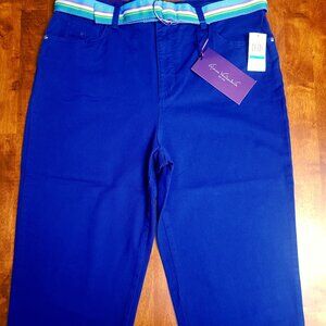 Gloria Vanderbilt ~ Sz “Missy” 16 ~ Blue Capris W/Belt ~ NWT